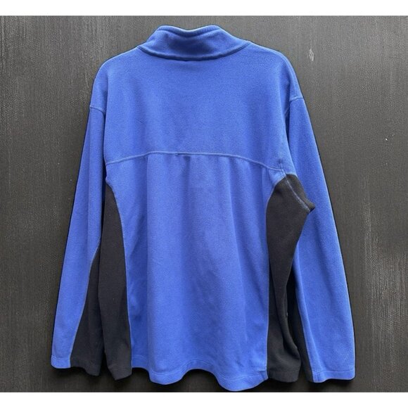 Lands End Mens 2XL Big Lightweight Blue Black Fleece 1/4 Zip Pullover Jacket - Picture 2 of 10